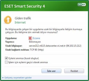 Eczane Fatura İşleme Sihirbazı antivirüs uyarısı